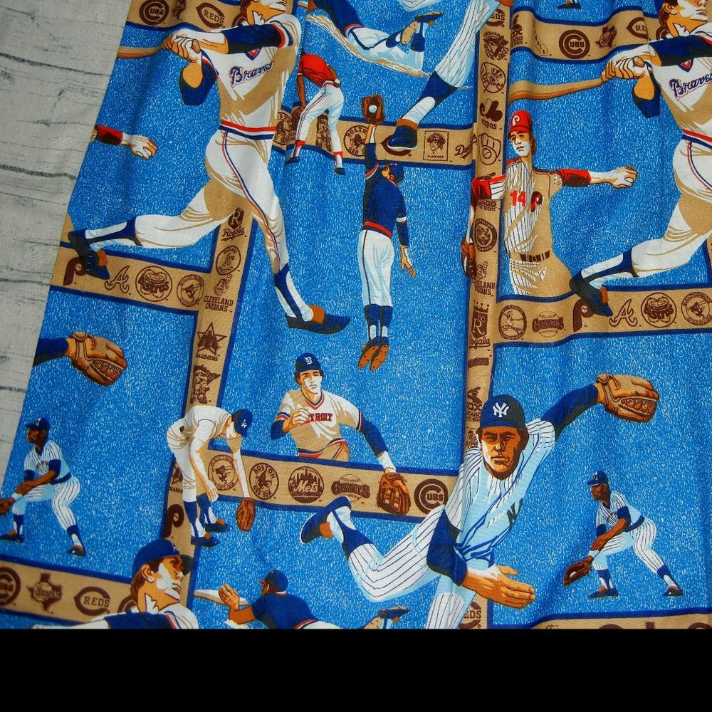 Vintage baseball curtains from Sears 2 panels Never Used